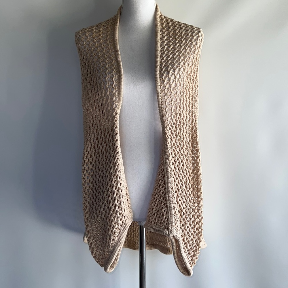 Minnie Rose Crocheted Open Front Cocoon Cardigan - sz - XS/S